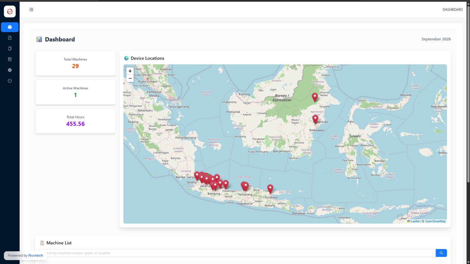 Dashboard peta lokasi perangkat Smart Recycle Monitoring di Indonesia
